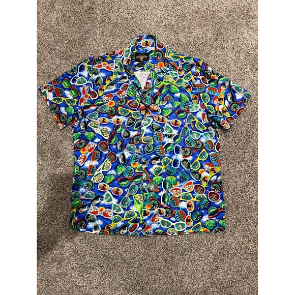 Bayou Wear New Orleans Cultural Clothing Other - Bayou Wear New Orleans Cultural Clothing Sunglasses Rayon Shirt Mens M Blue